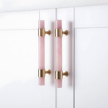Comforsyco Crystal Marble Brass Cabinet Handles, Drawer Pulls and Knobs