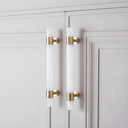 Comforsyco Crystal Marble Brass Cabinet Handles, Drawer Pulls and Knobs