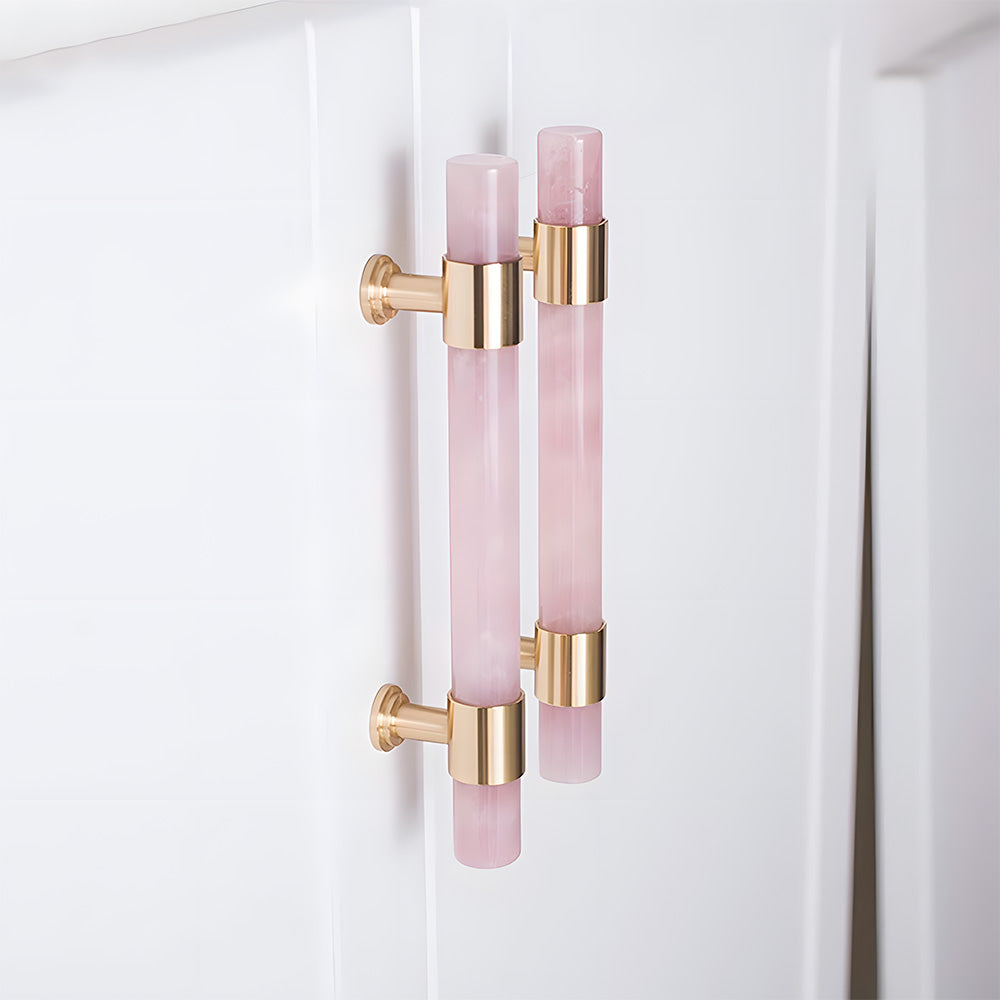 Comforsyco Crystal Marble Brass Cabinet Handles, Drawer Pulls and Knobs