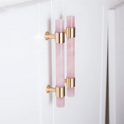 Comforsyco Crystal Marble Brass Cabinet Handles, Drawer Pulls and Knobs