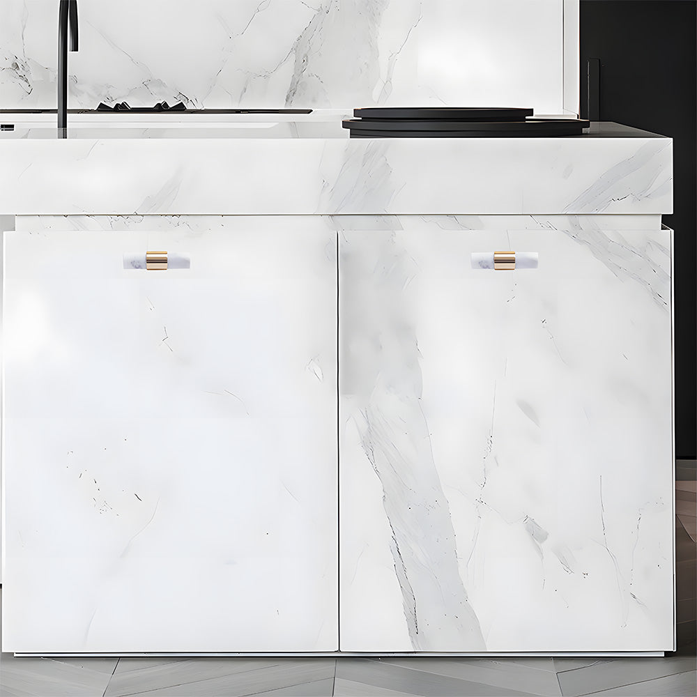 Comforsyco Crystal Marble Brass Cabinet Handles, Drawer Pulls and Knobs