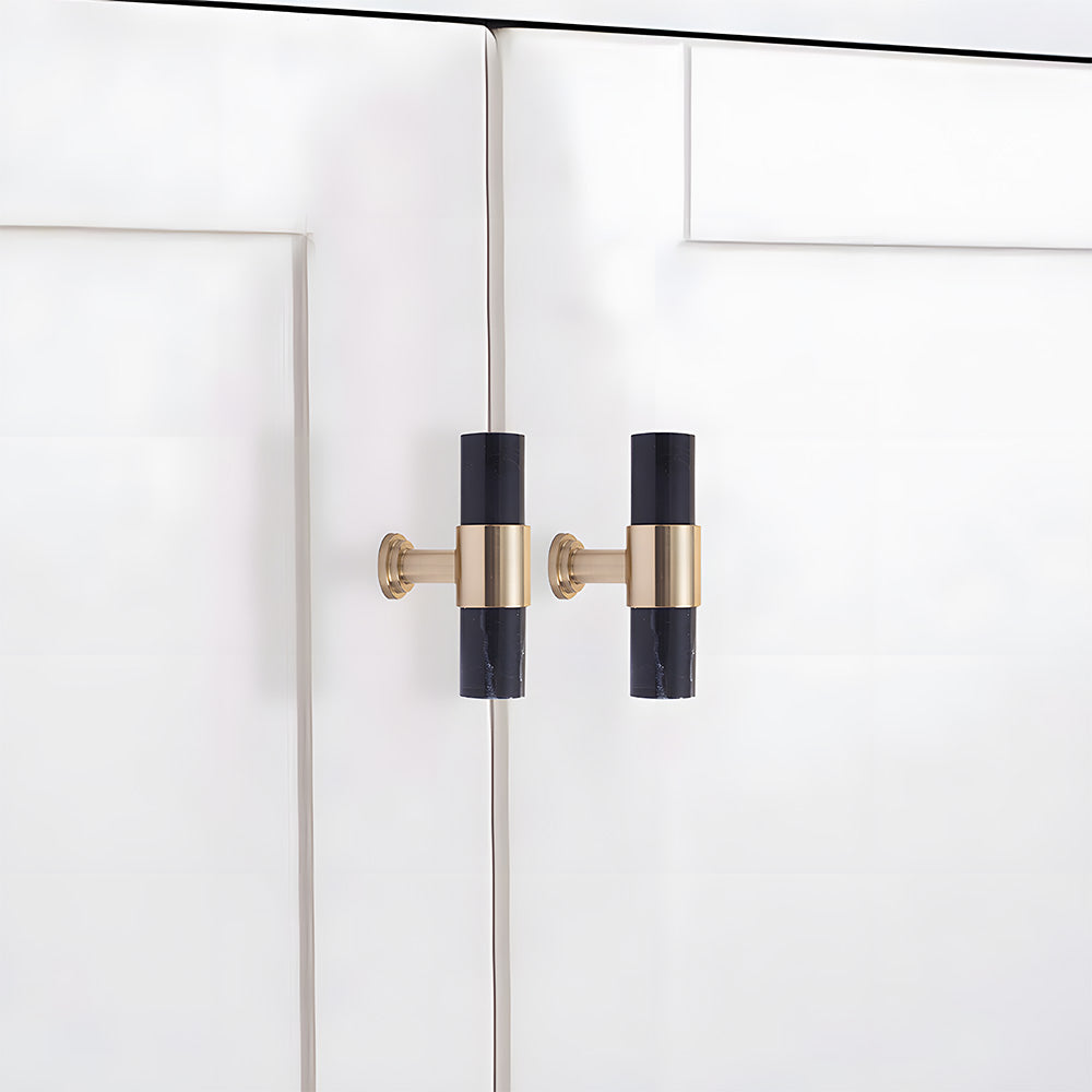 Comforsyco Crystal Marble Brass Cabinet Handles, Drawer Pulls and Knobs