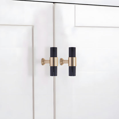 Comforsyco Crystal Marble Brass Cabinet Handles, Drawer Pulls and Knobs