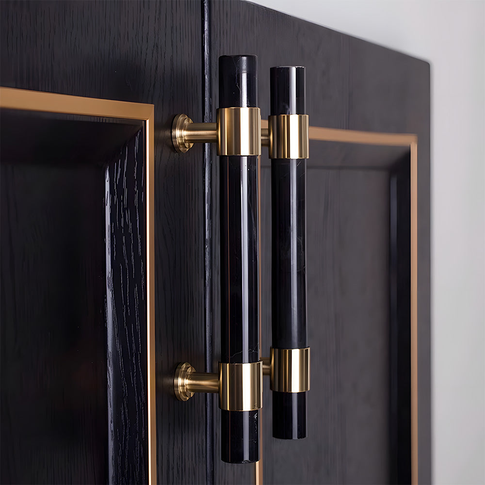 Comforsyco Crystal Marble Brass Cabinet Handles, Drawer Pulls and Knobs