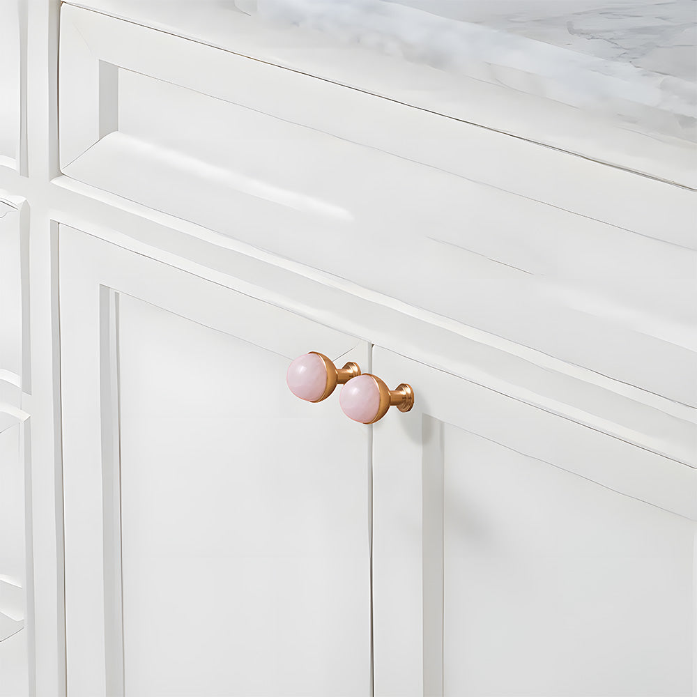 Comforsyco Crystal Marble Brass Cabinet Handles, Drawer Pulls and Knobs