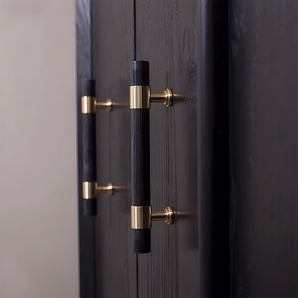 Comforsyco Crystal Marble Brass Cabinet Handles, Drawer Pulls and Knobs