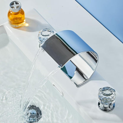 Crystelle 3-Hole Waterfall Bathroom Sink Faucet with Crystal Handles