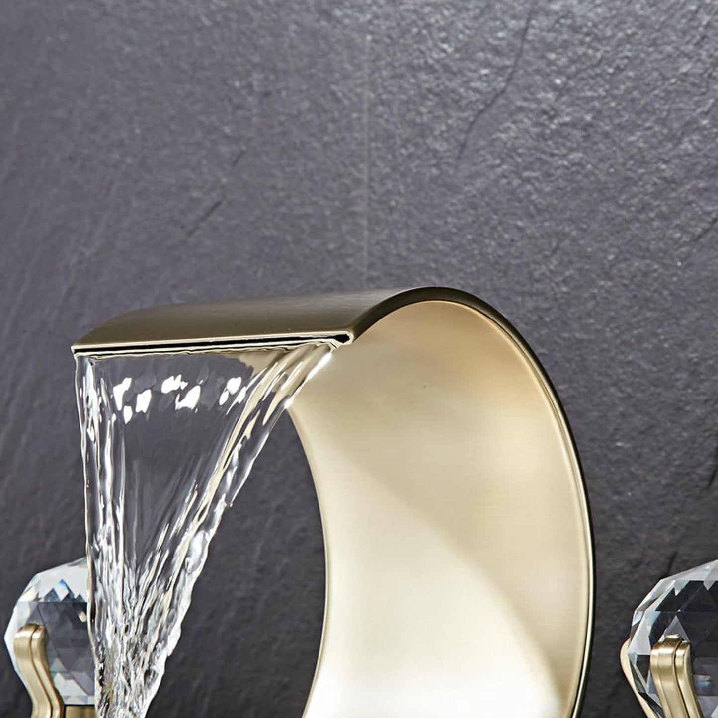 Crystelle 3-Hole Waterfall Bathroom Sink Faucet with Crystal Handles
