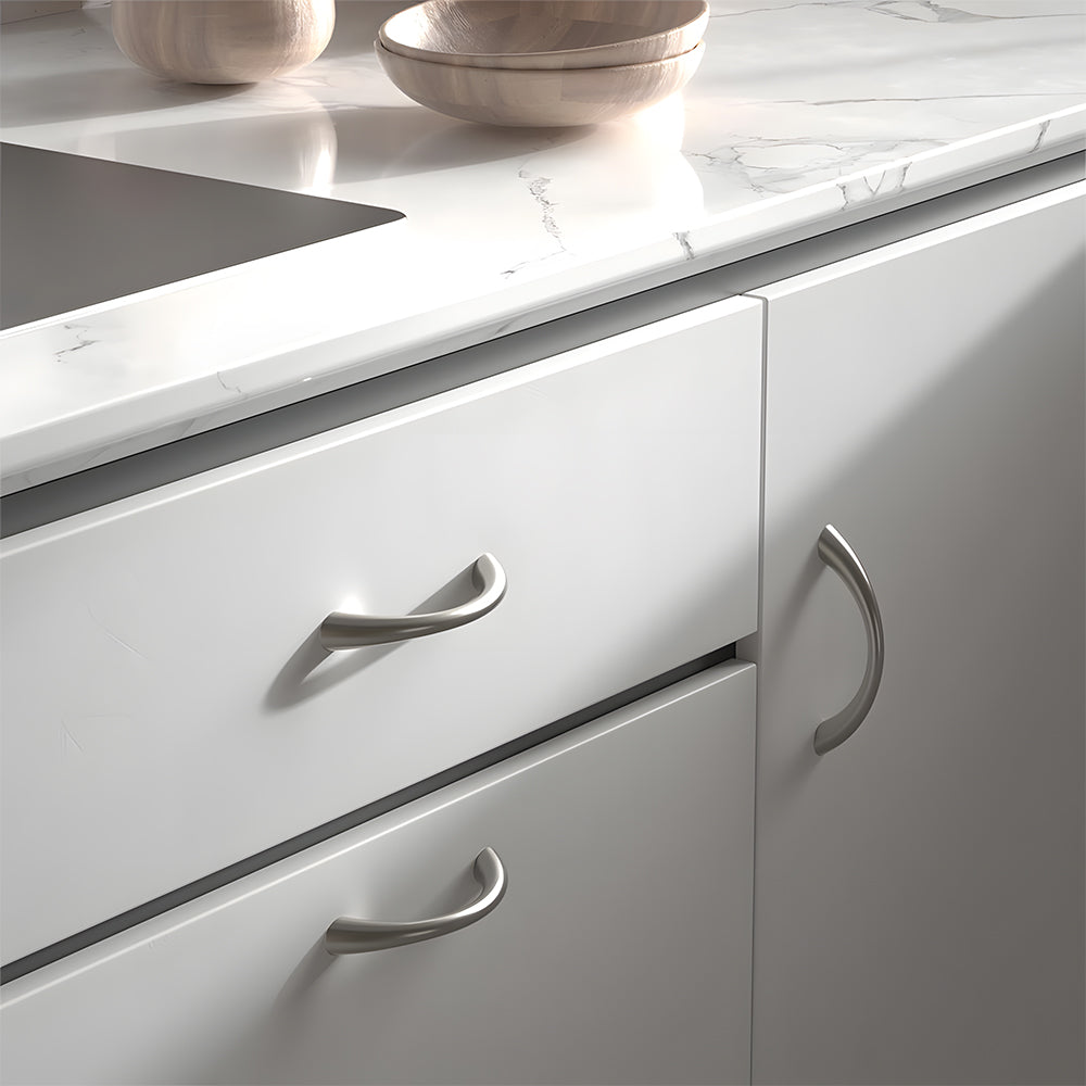 Comforsyco Curved Solid Zinc Alloy Cabinet Handles for Drawers