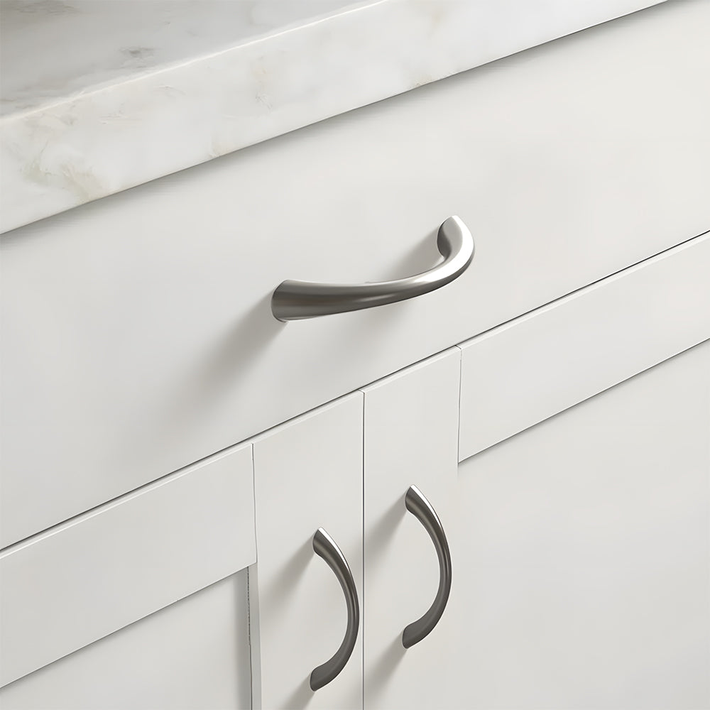 Comforsyco Curved Solid Zinc Alloy Cabinet Handles for Drawers