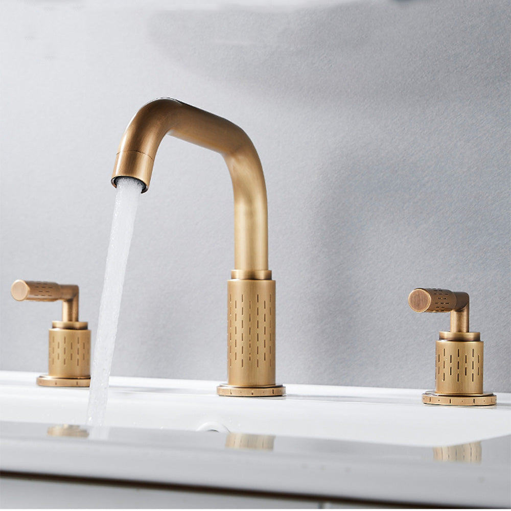 Dorvia Modern High-Arc Two-Handle 3-Hole Widespread Bathroom Sink Faucet with Textured Details