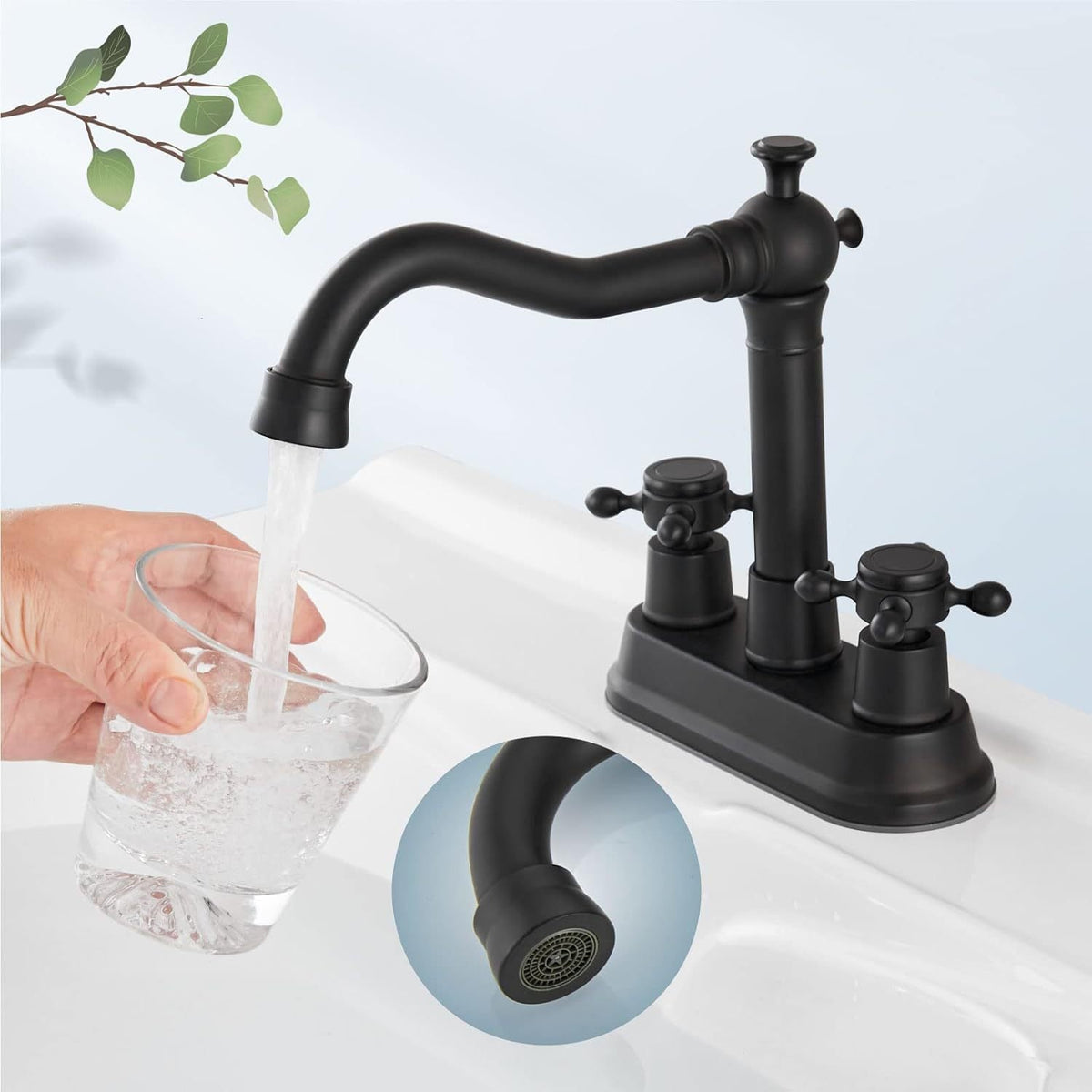 European Antique 3-Hole Bathroom Sink Faucet with Dual Hand Wheel Handles