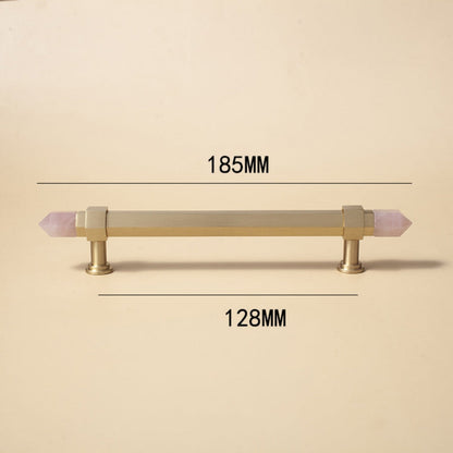 Comforsyco Faceted Crystal Cabinet Pulls and Knobs, Brass / Copper Finish