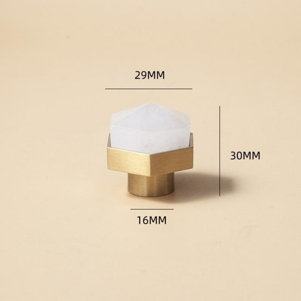 Comforsyco Faceted Crystal Cabinet Pulls and Knobs, Brass / Copper Finish