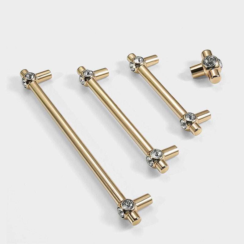 Comforsyco Faceted Crystal Glass Cabinet Pulls and Knobs in Gold