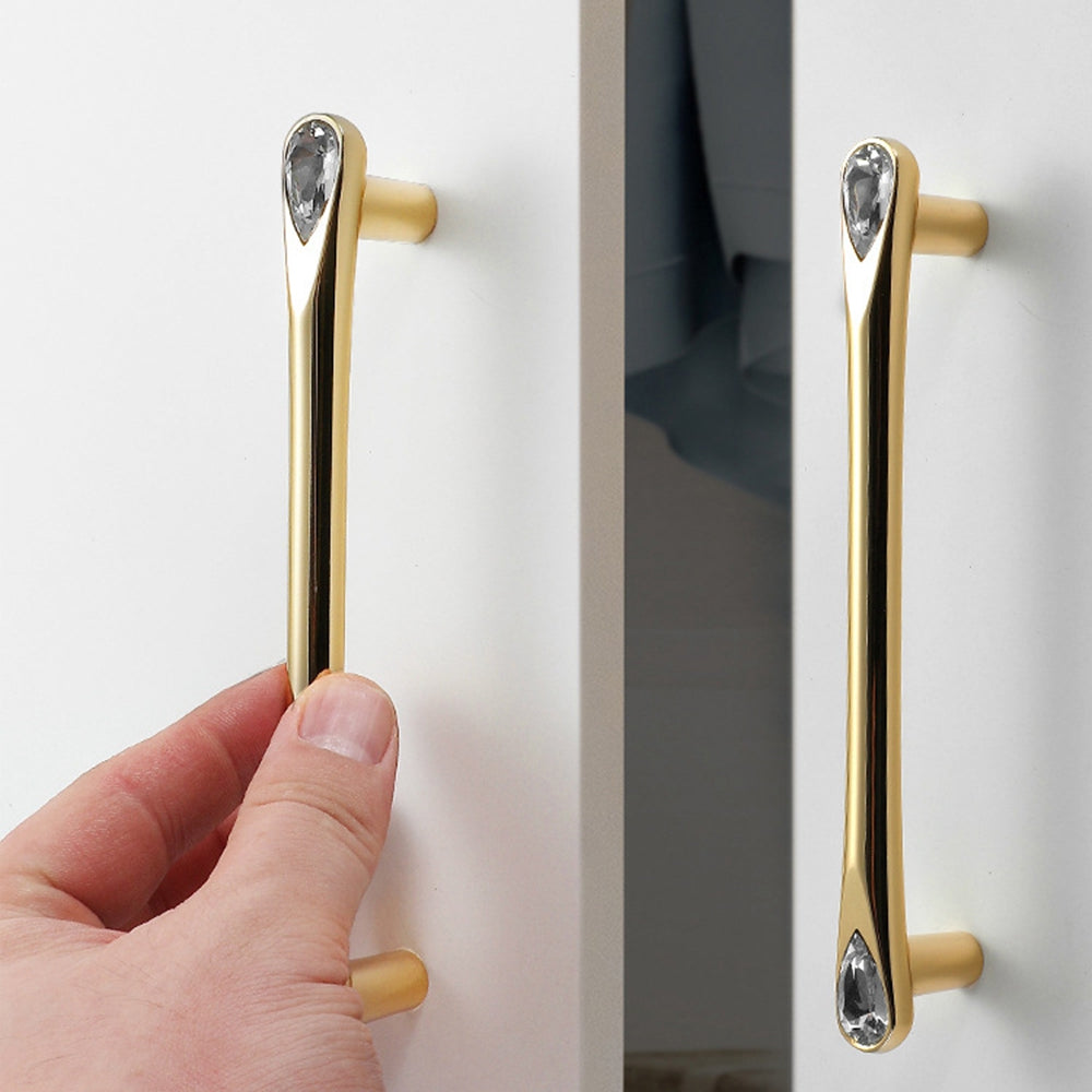 Comforsyco Faceted Crystal Glass Cabinet Pulls and Knobs in Gold