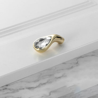 Comforsyco Faceted Crystal Glass Cabinet Pulls and Knobs in Gold