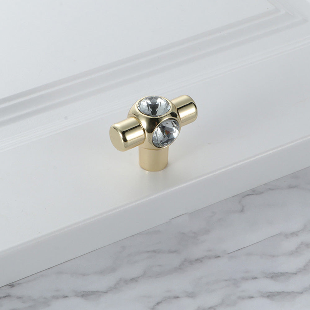Comforsyco Faceted Crystal Glass Cabinet Pulls and Knobs in Gold