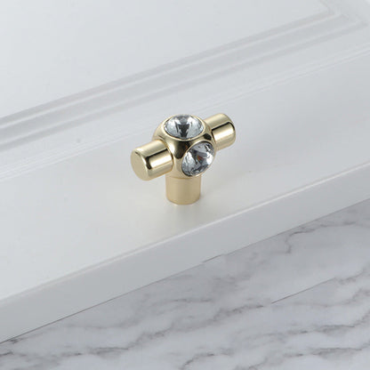 Comforsyco Faceted Crystal Glass Cabinet Pulls and Knobs in Gold