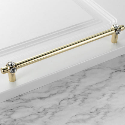 Comforsyco Faceted Crystal Glass Cabinet Pulls and Knobs in Gold