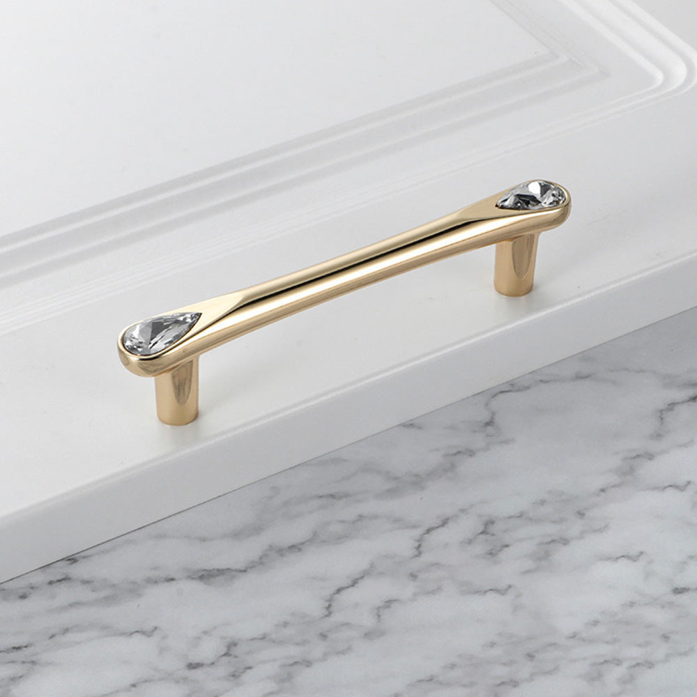 Comforsyco Faceted Crystal Glass Cabinet Pulls and Knobs in Gold