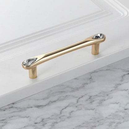 Comforsyco Faceted Crystal Glass Cabinet Pulls and Knobs in Gold