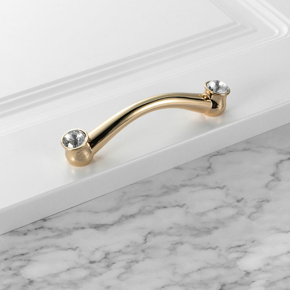 Comforsyco Faceted Crystal Glass Cabinet Pulls and Knobs in Gold