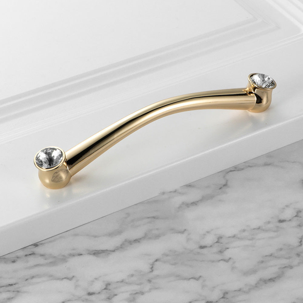 Comforsyco Faceted Crystal Glass Cabinet Pulls and Knobs in Gold