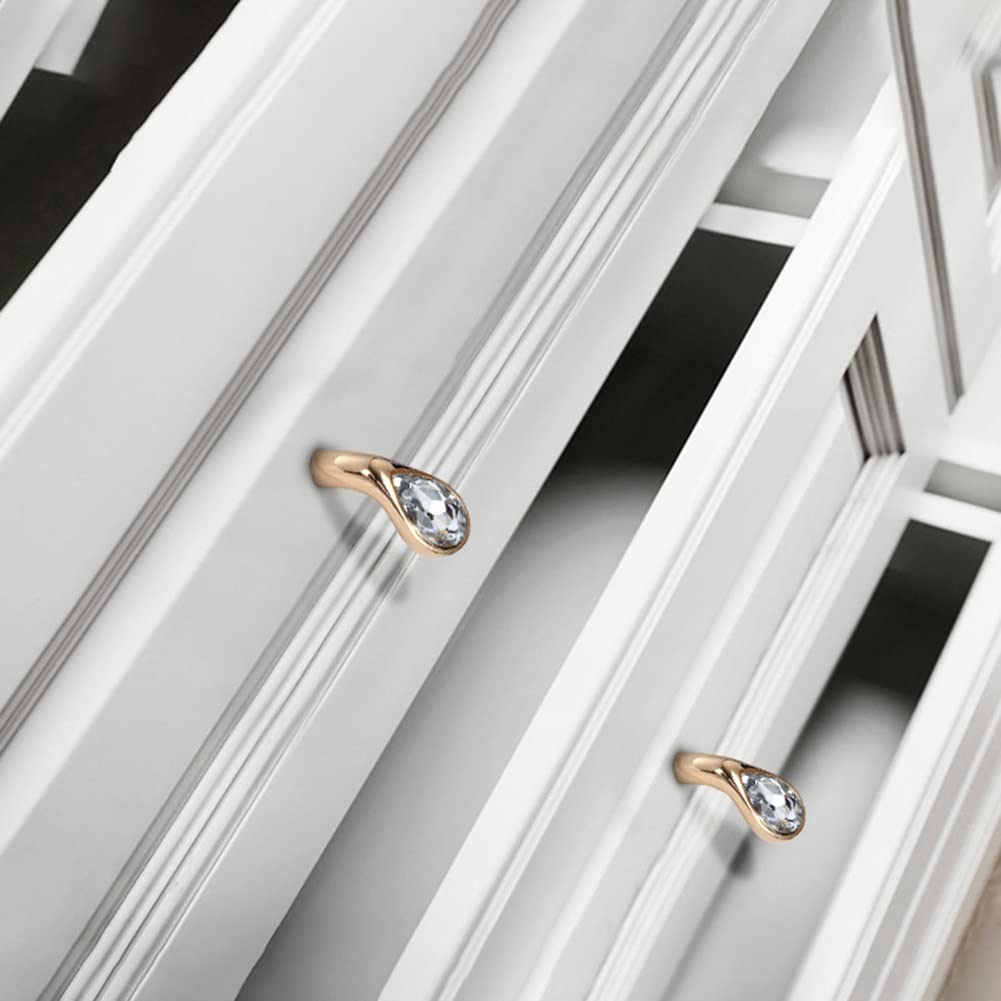 Comforsyco Faceted Crystal Glass Cabinet Pulls and Knobs in Gold