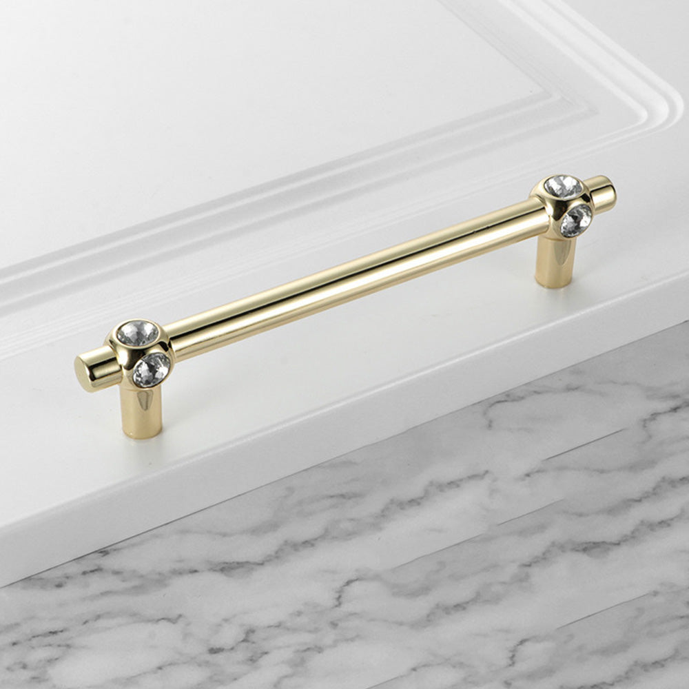 Comforsyco Faceted Crystal Glass Cabinet Pulls and Knobs in Gold