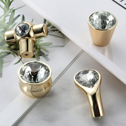 Comforsyco Faceted Crystal Glass Cabinet Pulls and Knobs in Gold