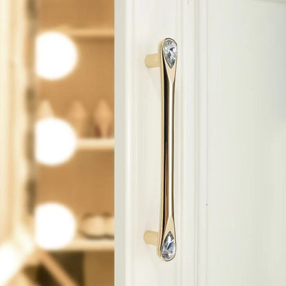 Comforsyco Faceted Crystal Glass Cabinet Pulls and Knobs in Gold