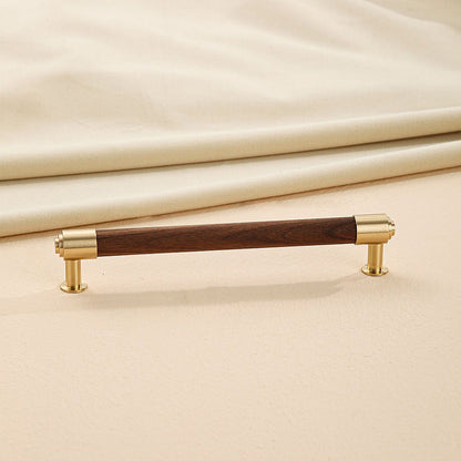 Comforsyco Faceted Crystal and Wood Cabinet Pulls with Brass End Caps