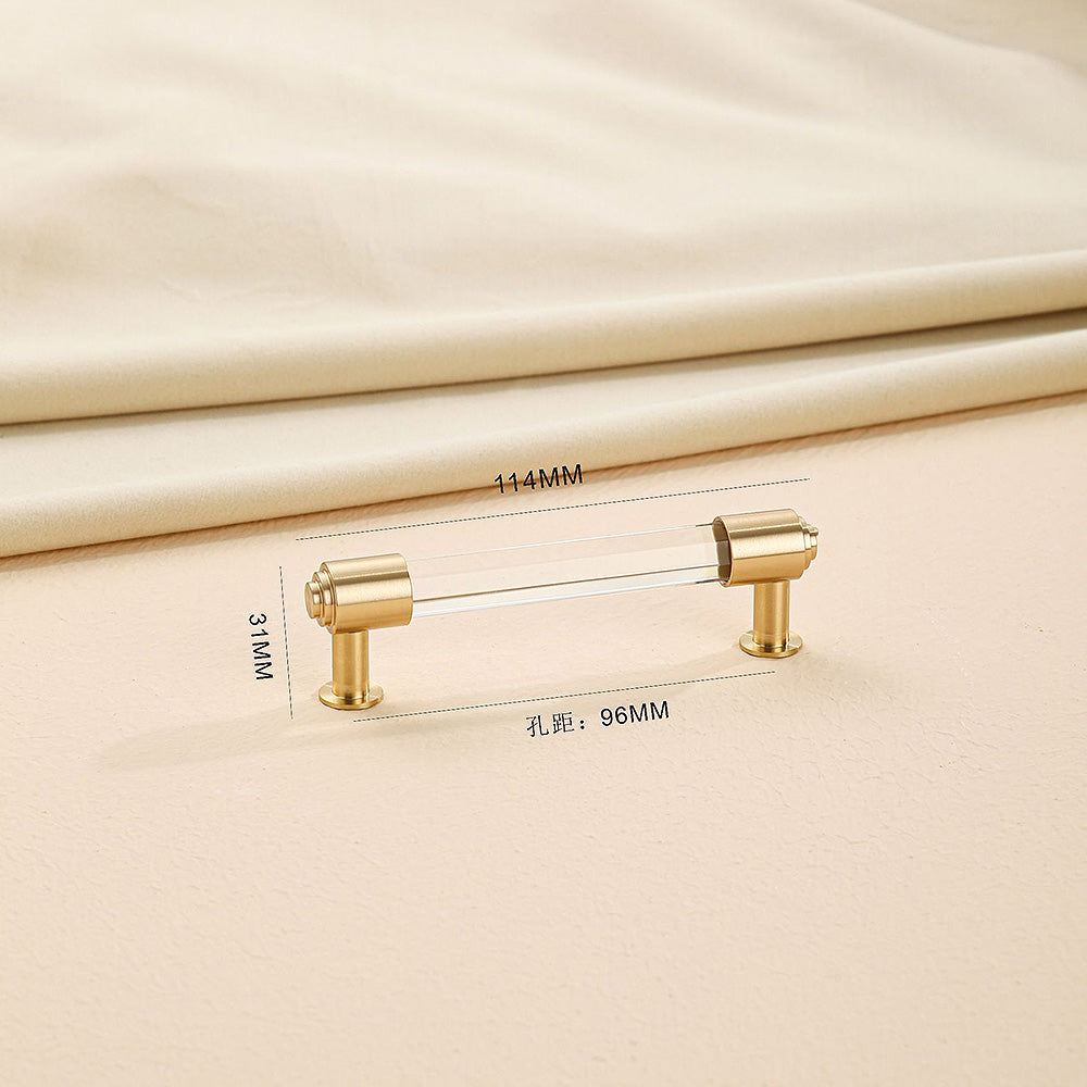 Comforsyco Faceted Crystal and Wood Cabinet Pulls with Brass End Caps