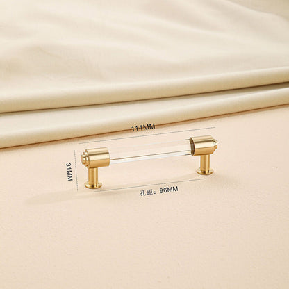 Comforsyco Faceted Crystal and Wood Cabinet Pulls with Brass End Caps