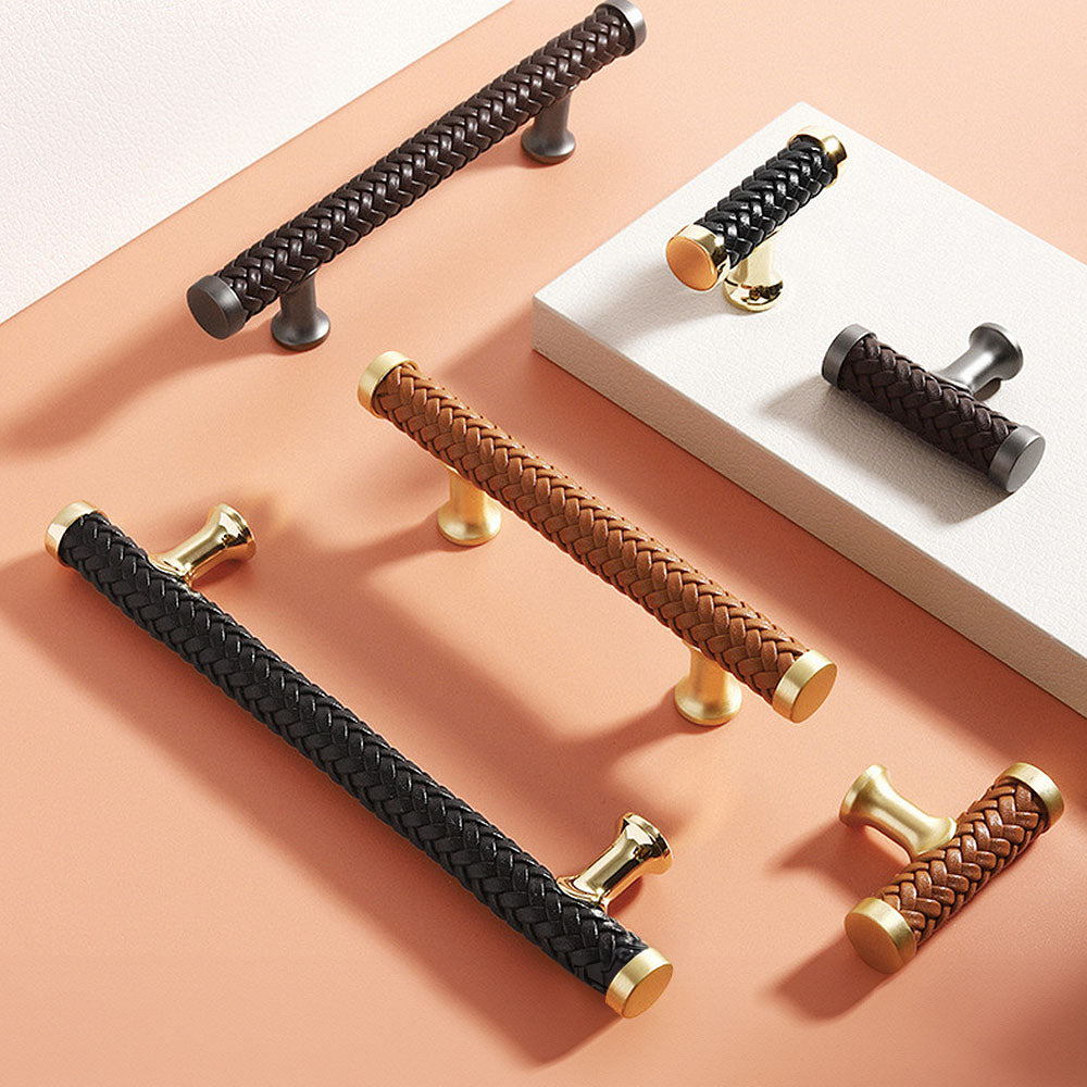Comforsyco Fashionable Zinc Alloy Leather Drawer Cabinet Handle