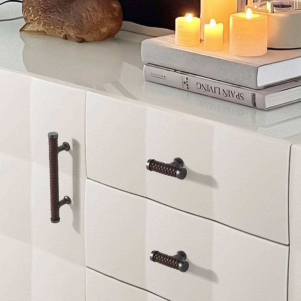Comforsyco Fashionable Zinc Alloy Leather Drawer Cabinet Handle