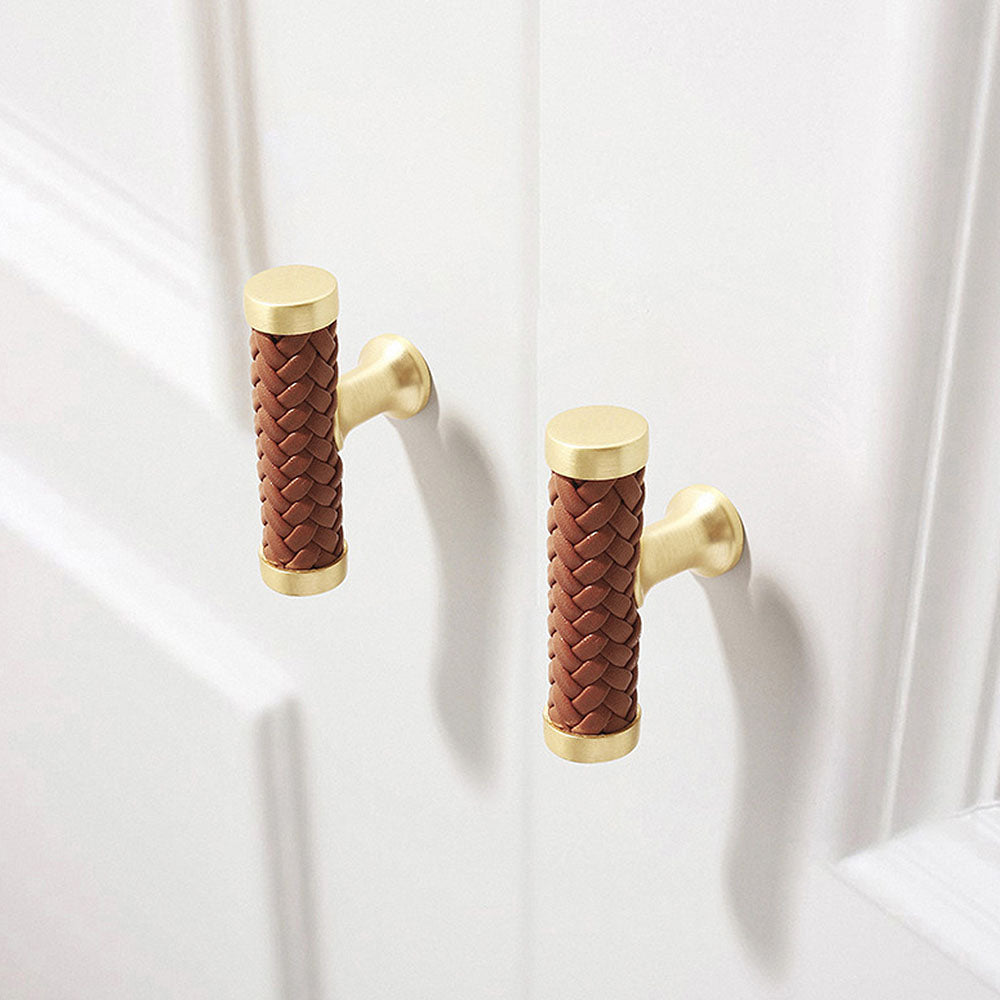Comforsyco Fashionable Zinc Alloy Leather Drawer Cabinet Handle