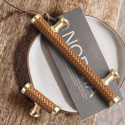 Comforsyco Fashionable Zinc Alloy Leather Drawer Cabinet Handle