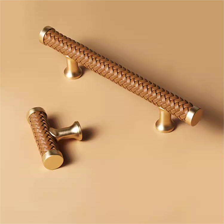 Comforsyco Fashionable Zinc Alloy Leather Drawer Cabinet Handle