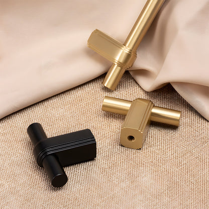French brass round bar cabinet pull with block mounts, presented for reference as a color and finish lineup
