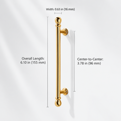French Gold Ball-End Cabinet Pulls and Knobs for Kitchens