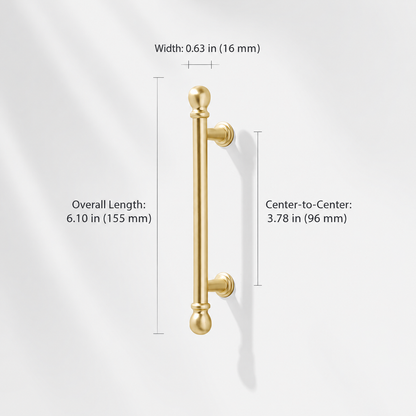 French Gold Ball-End Cabinet Pulls and Knobs for Kitchens