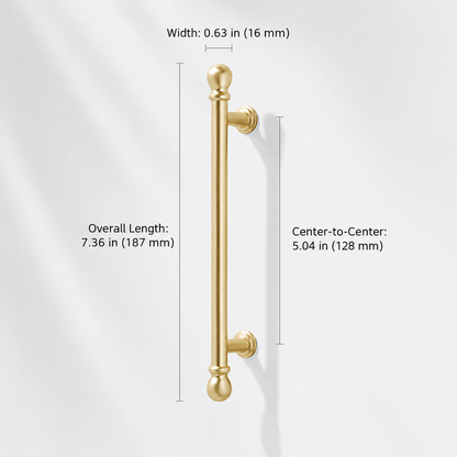French Gold Ball-End Cabinet Pulls and Knobs for Kitchens