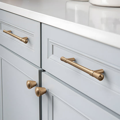 Comforsyco French Gold Ribbed Cabinet Pulls and Knobs for Wardrobes