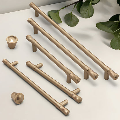Comforsyco French Gold Ribbed Cabinet Pulls and Knobs for Wardrobes