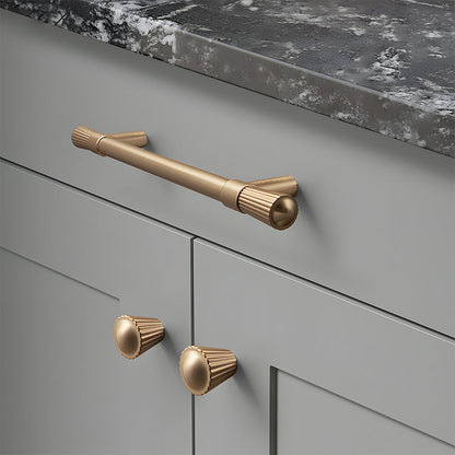 Comforsyco French Gold Ribbed Cabinet Pulls and Knobs for Wardrobes