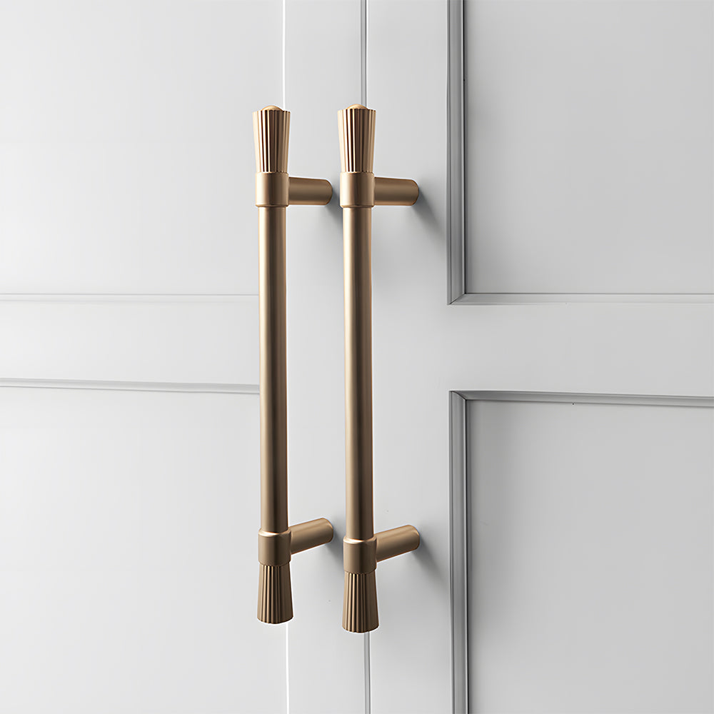 Comforsyco French Gold Ribbed Cabinet Pulls and Knobs for Wardrobes