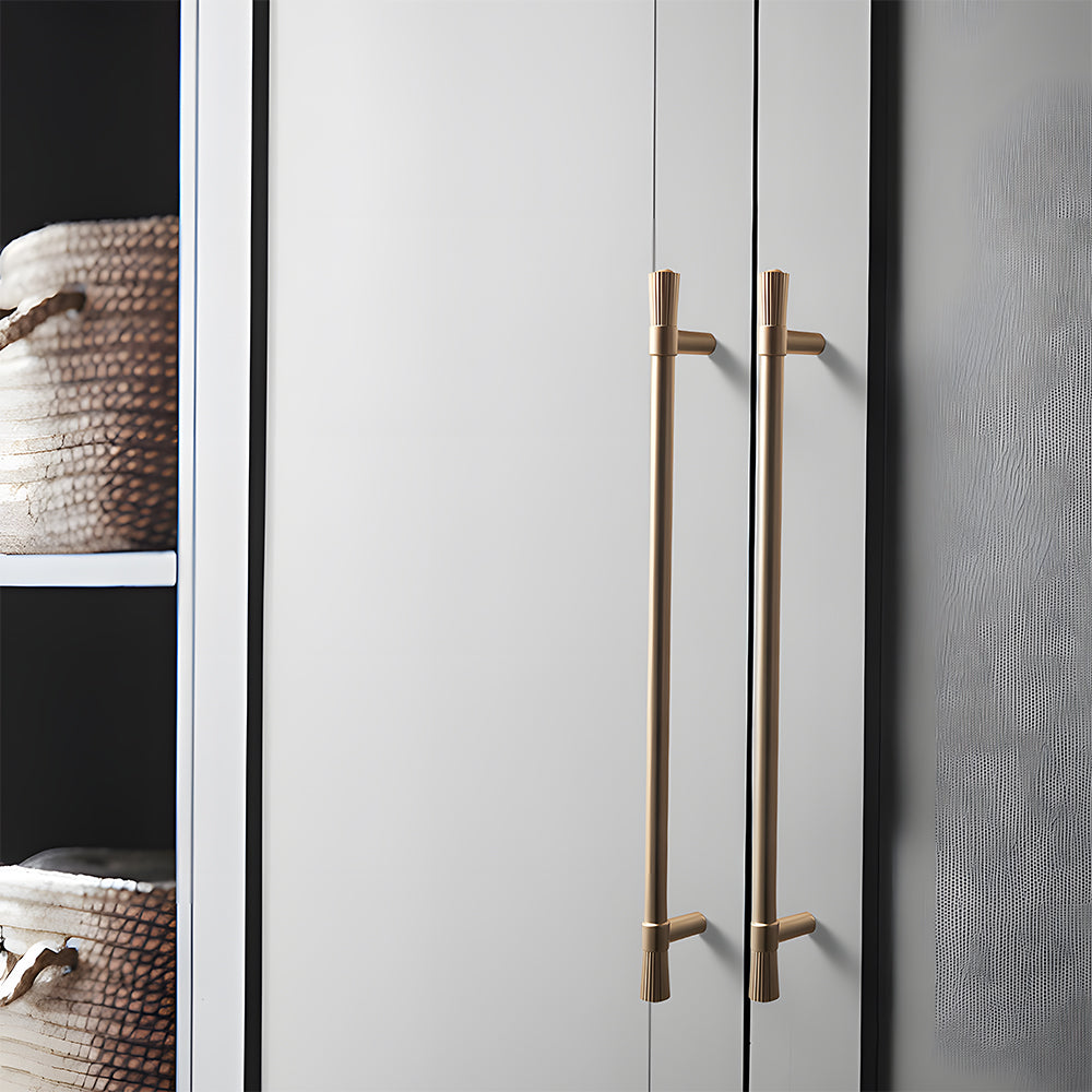 Comforsyco French Gold Ribbed Cabinet Pulls and Knobs for Wardrobes