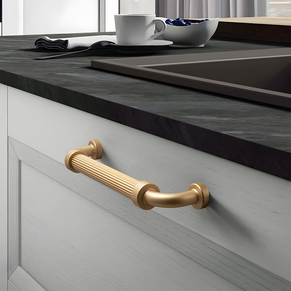 Comforsyco French Stripe Ribbed Cabinet Pulls and Drawer Handles